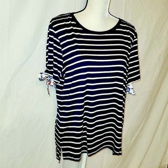 Maison Jules Tops - NWT Maison Jules Plus Size Striped Bow Trim Tee
